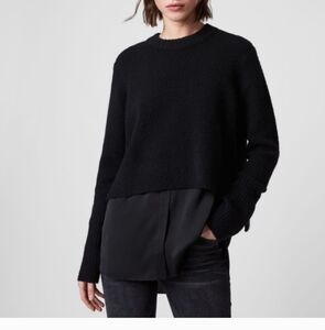 All Saints wool layering sweater, size Small, black